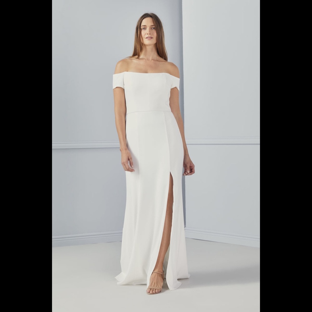 Amsale Off-Shoulder White Wedding/Bridesmaid Dress